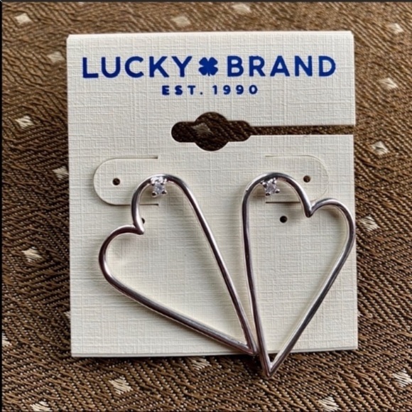 Lucky Brand Jewelry - Lucky brand heart shape rhinestone earrings silver